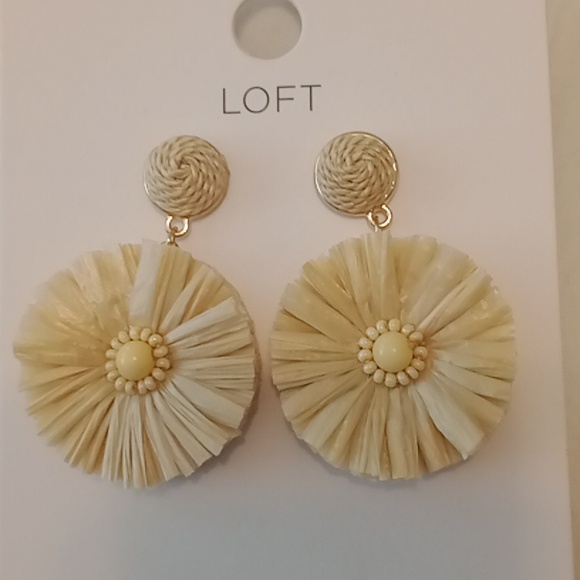 LOFT Cream Floral Drop Earrings - Picture 2 of 2